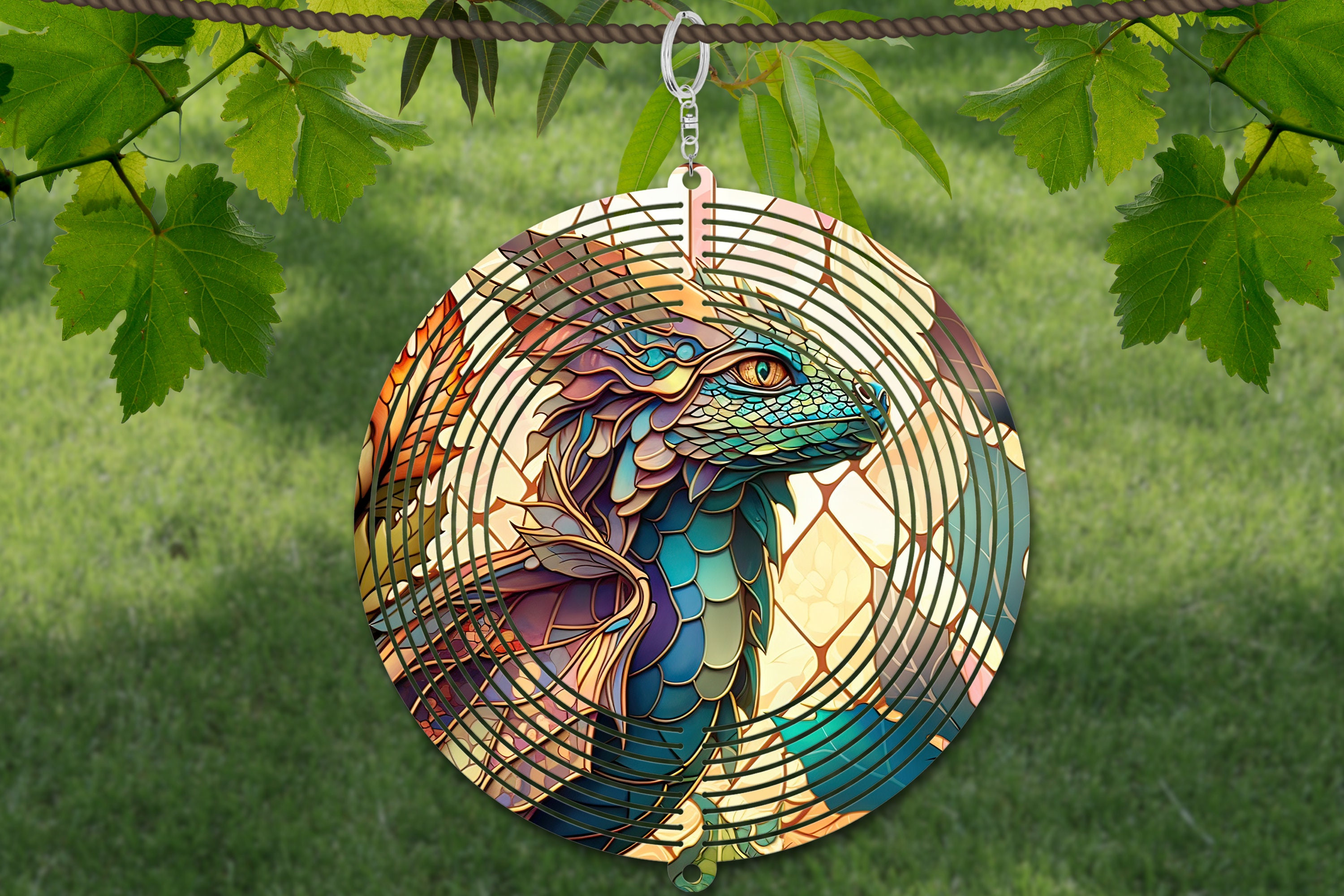 Dragon Wind Spinner For Yard And Garden Stained Glass, Outdoor Garden Yard Decoration, Garden Decor, Chime Art Gift