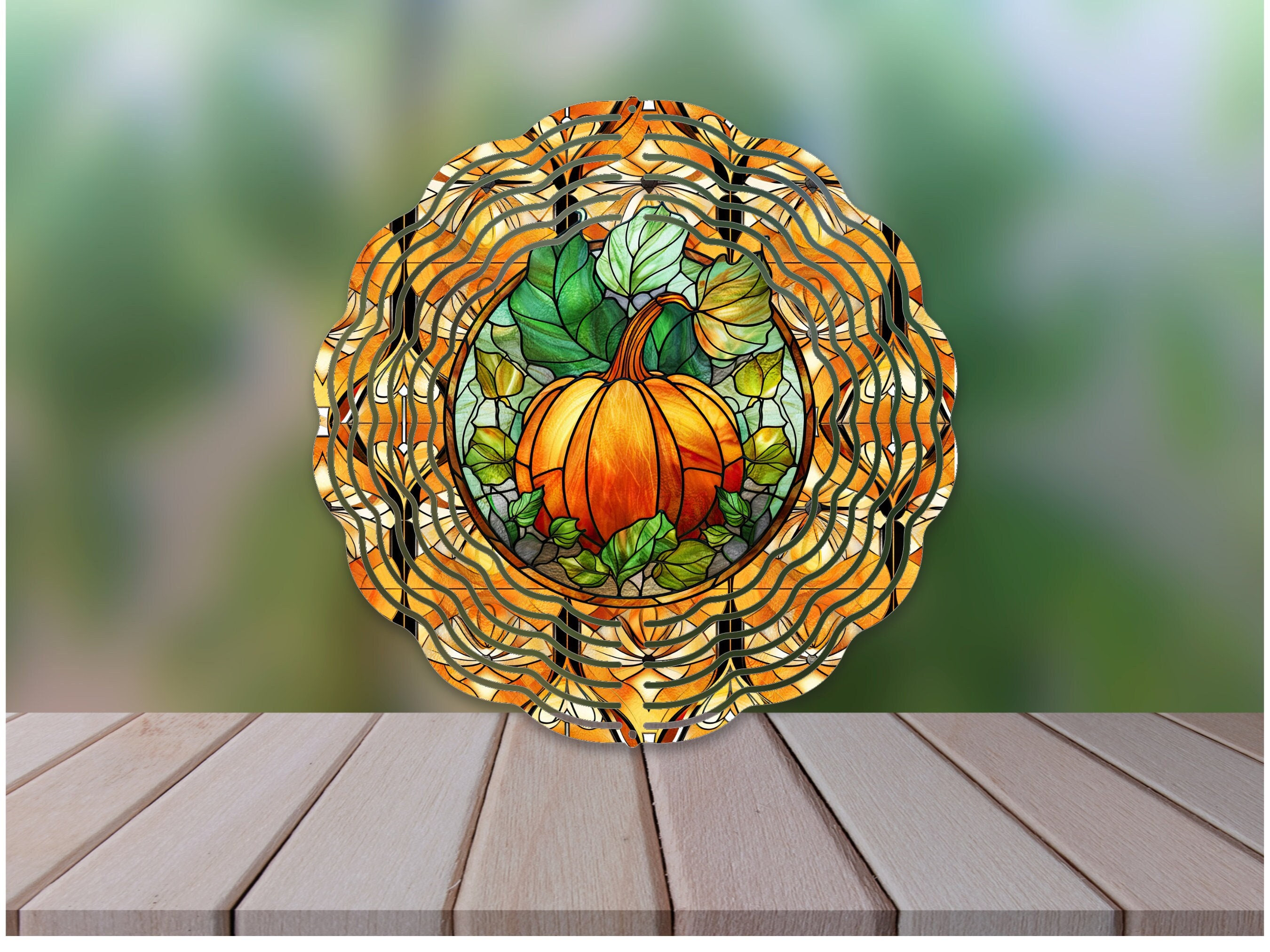 Umpkin Fall Autumn Stained Glass Wind Spinner For Yard And Garden, Outdoor Garden Yard Decoration, Garden Decor, Chime Art Gift