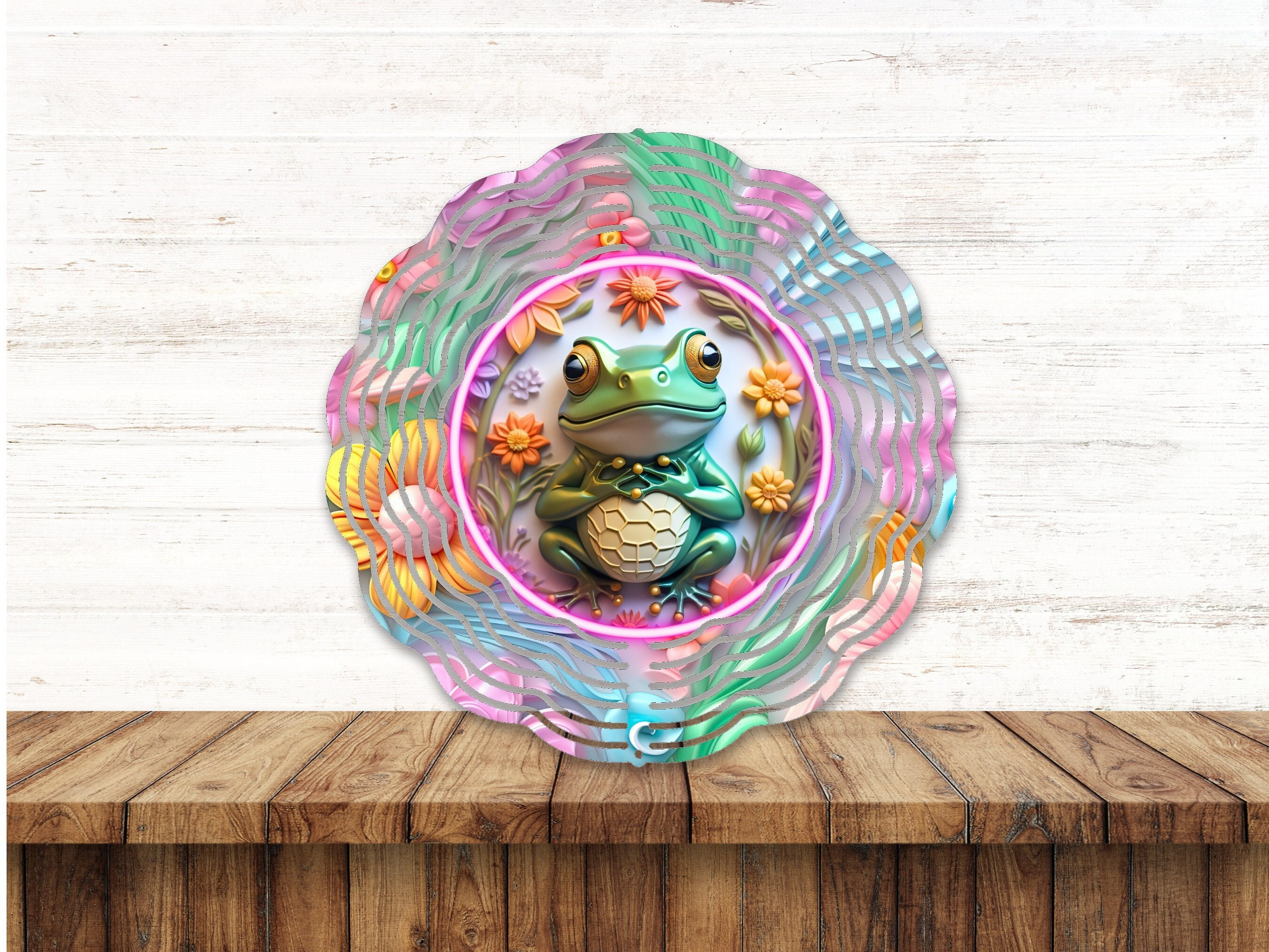 3D Frog Floral Wind Spinner For Yard And Garden, Outdoor Garden Yard Decoration, Garden Decor, Chime Art Gift