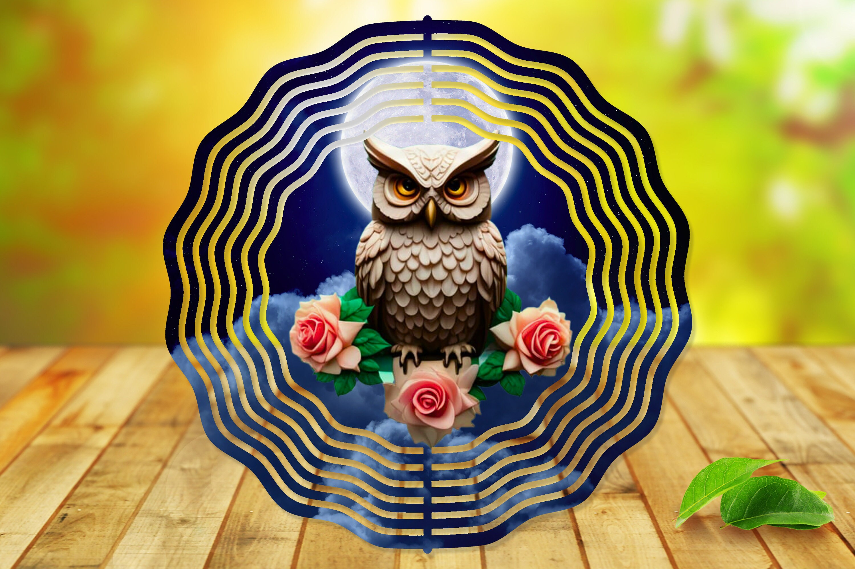 3D Owl In The Moonlight Wind Spinner For Yard And Garden, Outdoor Garden Yard Decoration, Garden Decor, Chime Art Gift