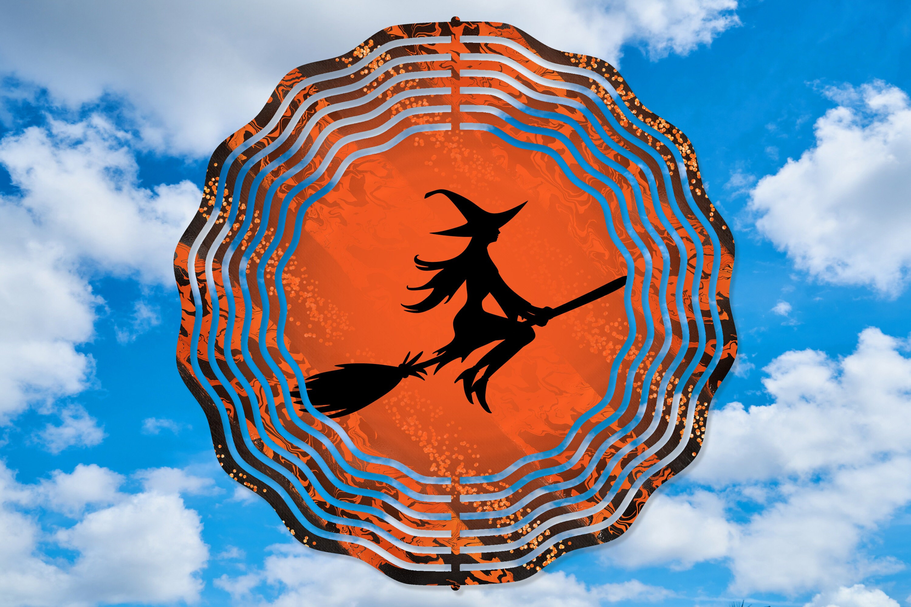 Flying Witch Silhouette Wind Spinner For Yard And Garden, Outdoor Garden Yard Decoration, Garden Decor, Chime Art Gift