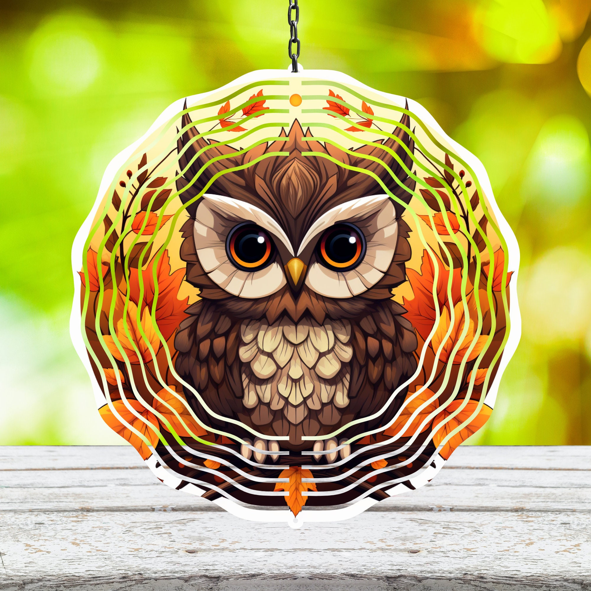 Fall Owl Wind Spinner For Yard And Garden, Outdoor Garden Yard Decoration, Garden Decor, Chime Art Gift