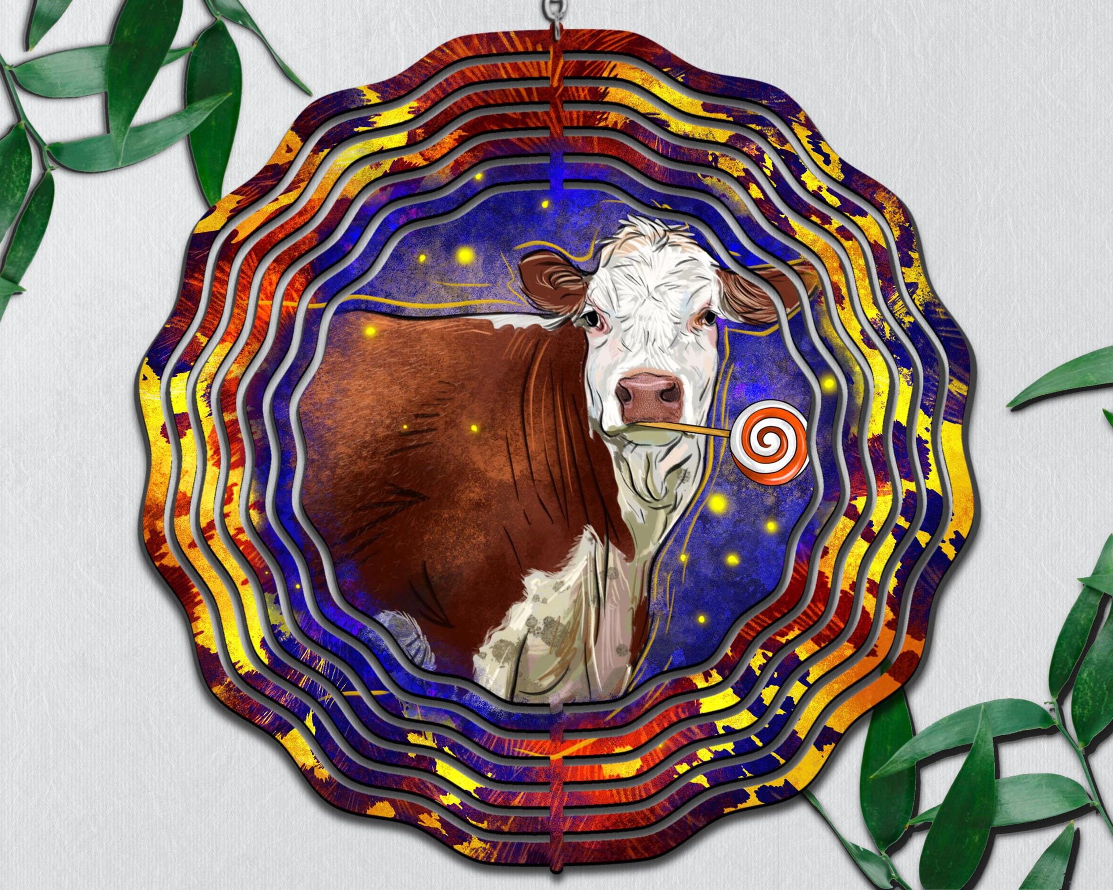 Halloween Hereford Cow Wind Spinner For Yard And Garden, Outdoor Garden Yard Decoration, Garden Decor, Chime Art Gift