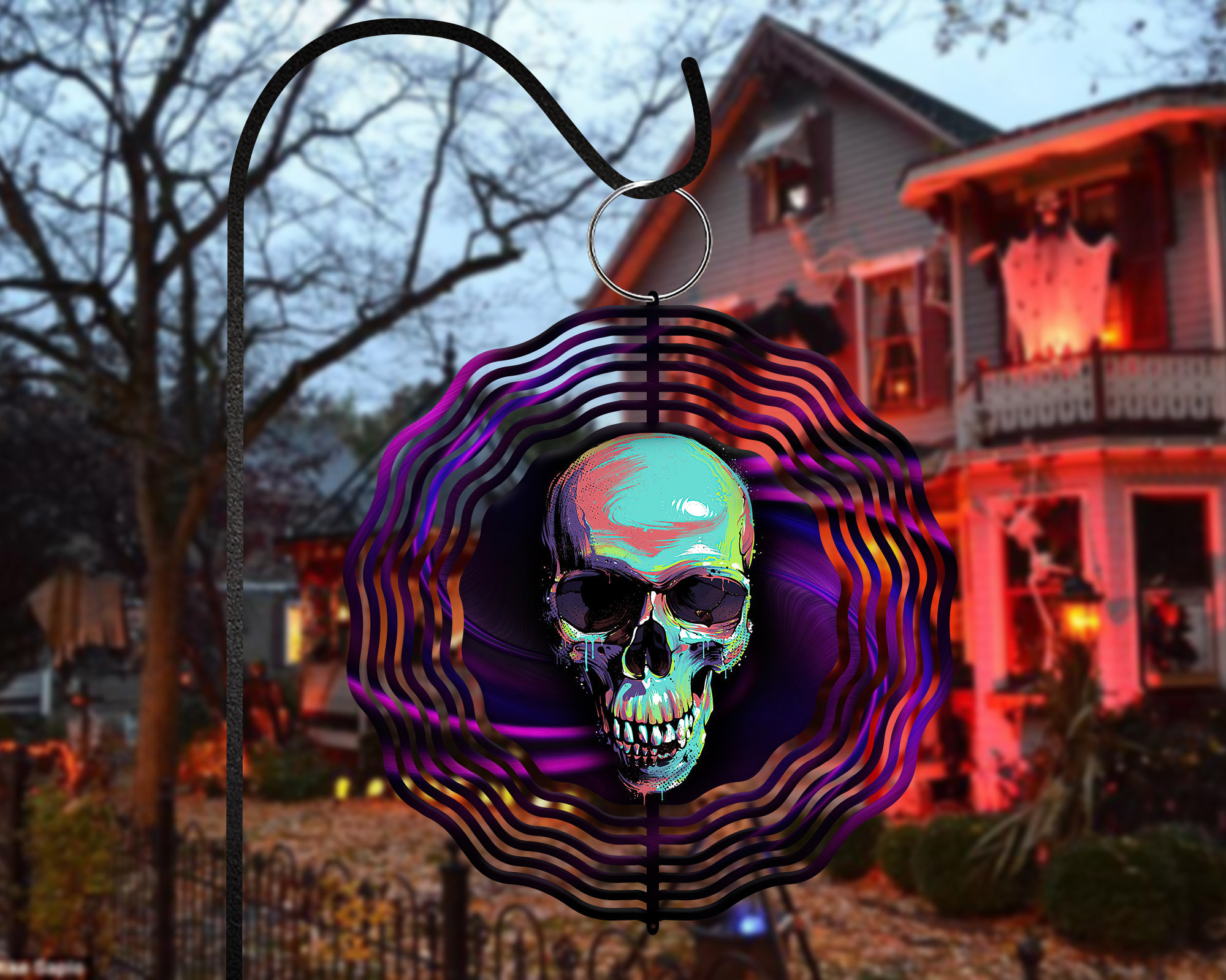 Smoke Skull Wind Spinner For Yard And Garden, Outdoor Garden Yard Decoration, Garden Decor, Chime Art Gift