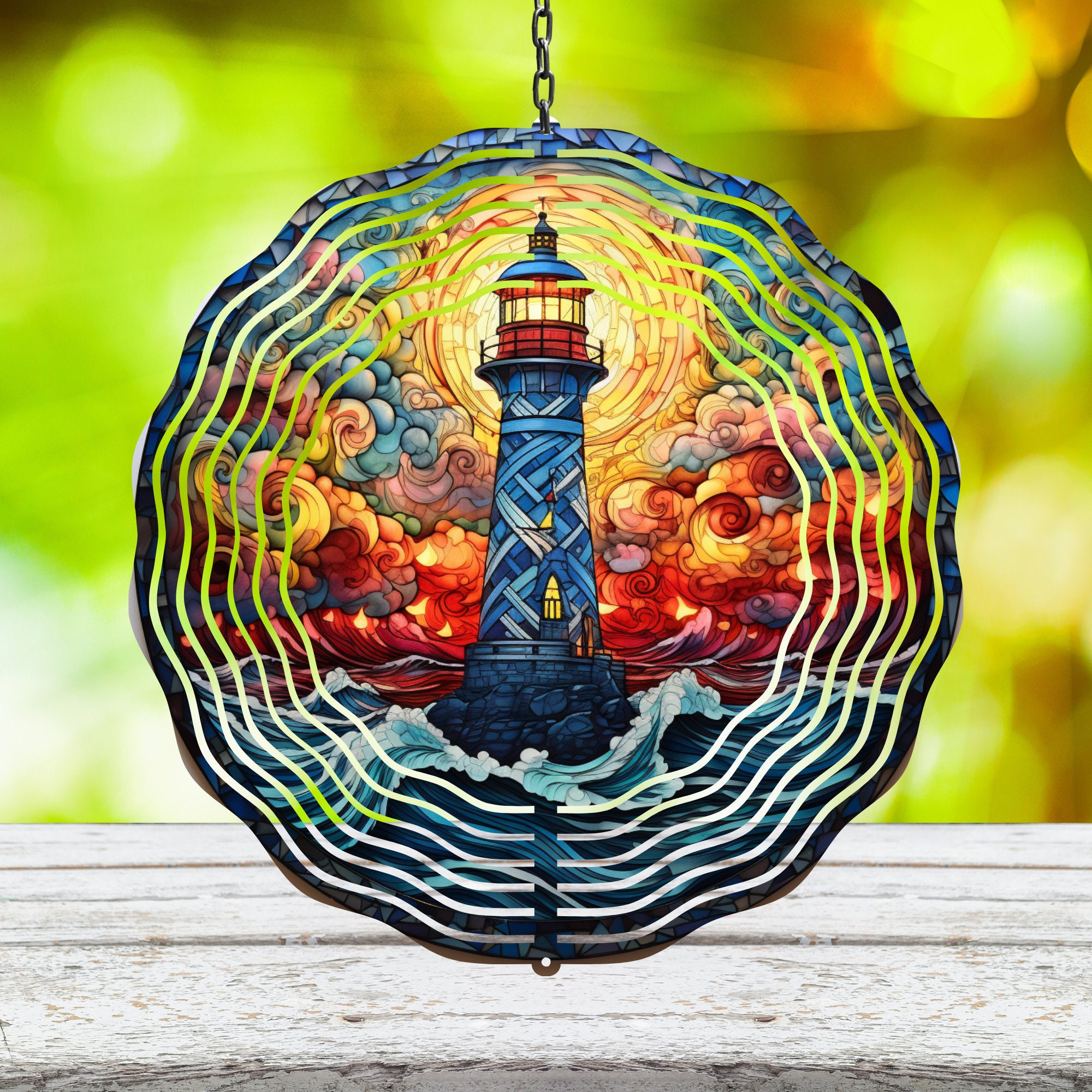 Lighthouse Wind Spinner For Yard And Garden, Outdoor Garden Yard Decoration, Garden Decor, Chime Art Gift