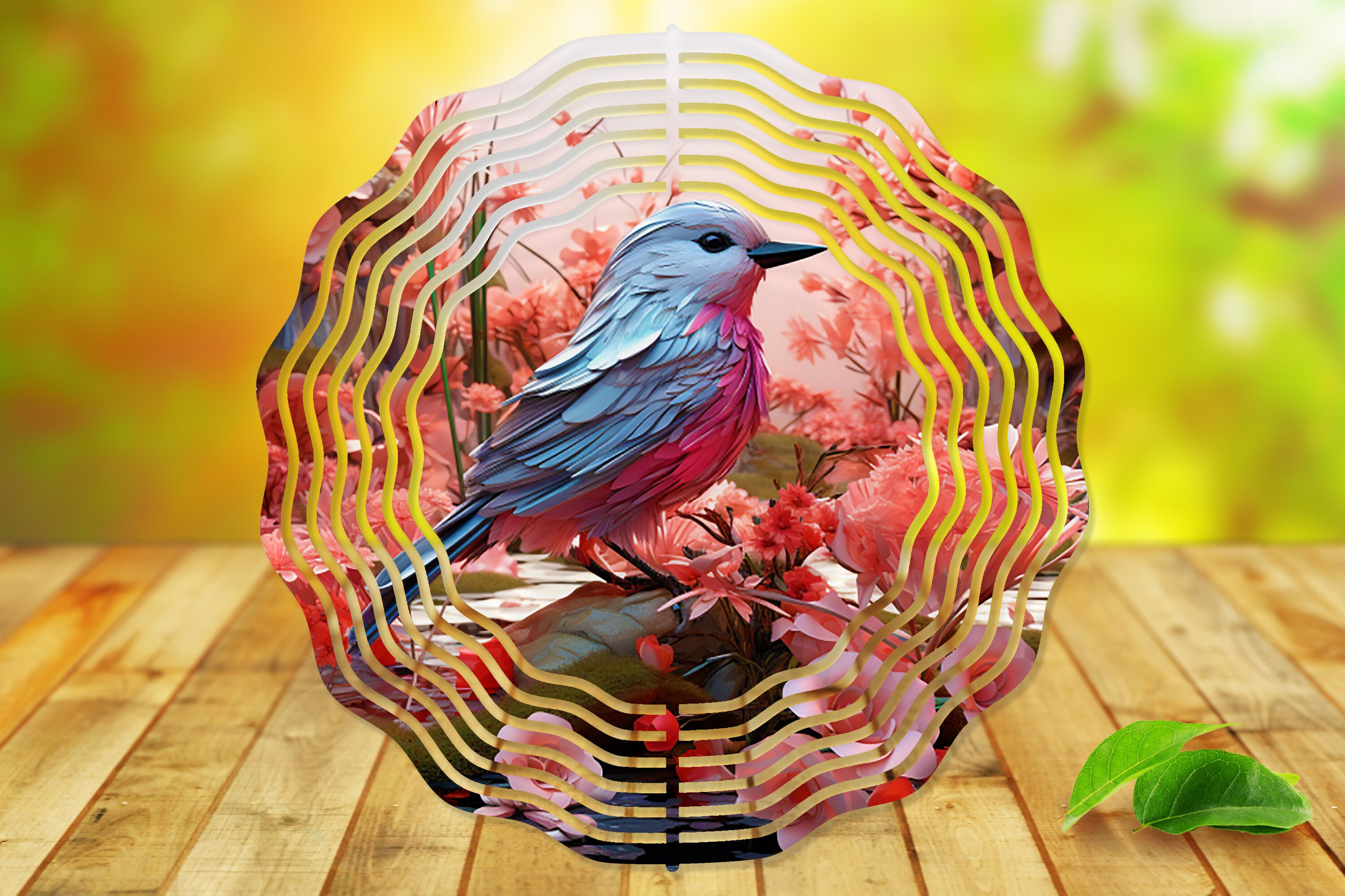 3D Bird And Flowers Wind Spinner For Yard And Garden, Outdoor Garden Yard Decoration, Garden Decor, Chime Art Gift