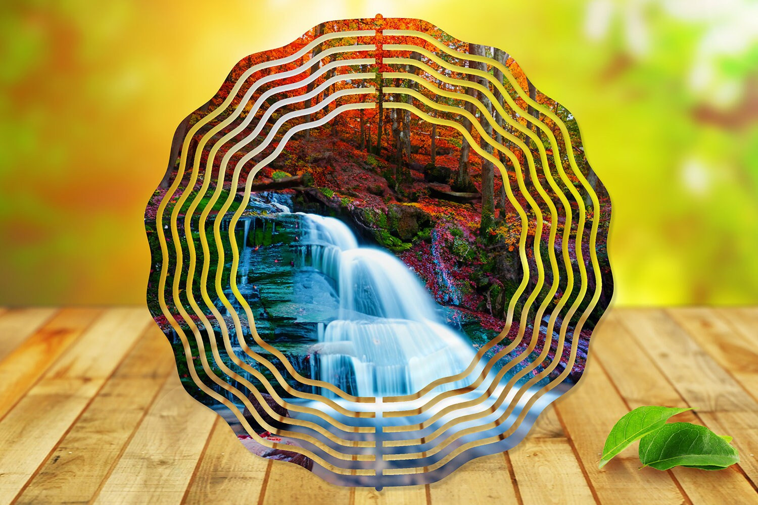 Fall Forest Waterfall Wind Spinner For Yard And Garden, Outdoor Garden Yard Decoration, Garden Decor, Chime Art Gift