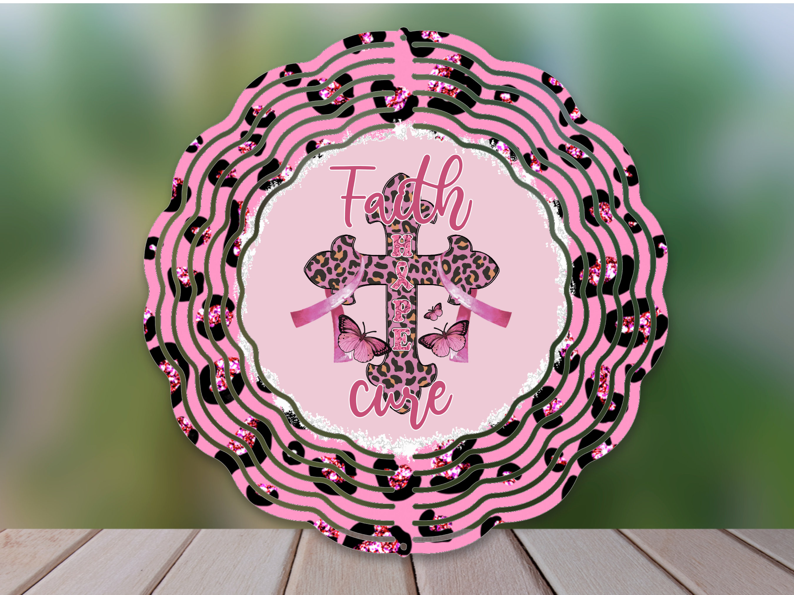 Faith Hope Cure Breast Cancer Wind Spinner For Yard And Garden, Outdoor Garden Yard Decoration, Garden Decor, Chime Art Gift