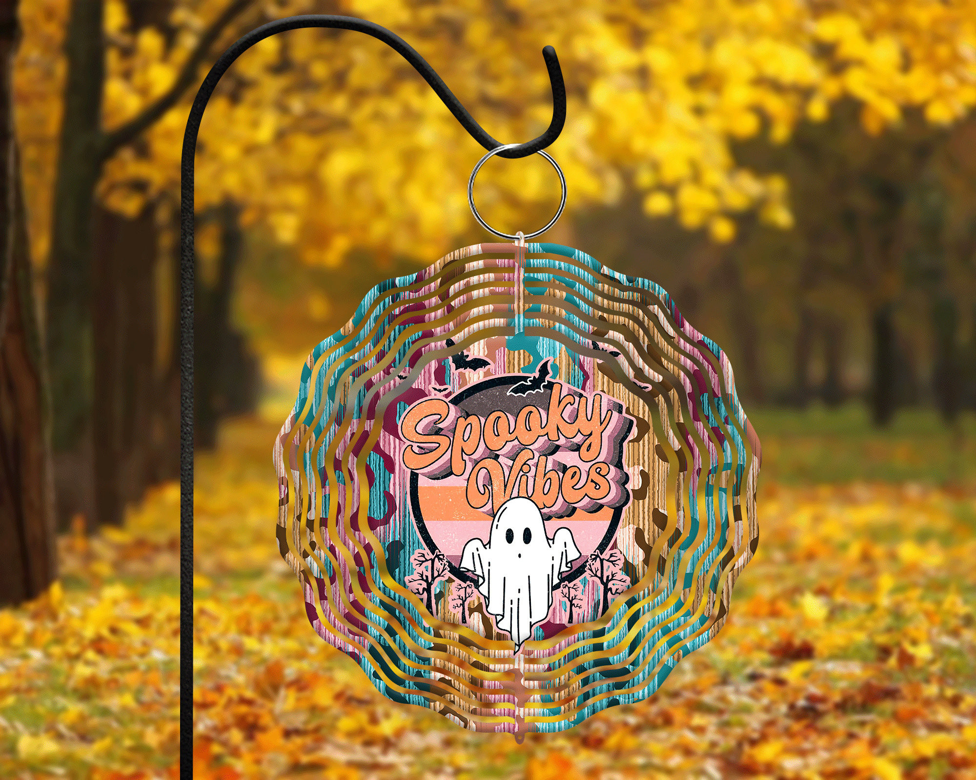 Spooky Vibes Wind Spinner For Yard And Garden, Outdoor Garden Yard Decoration, Garden Decor, Chime Art Gift