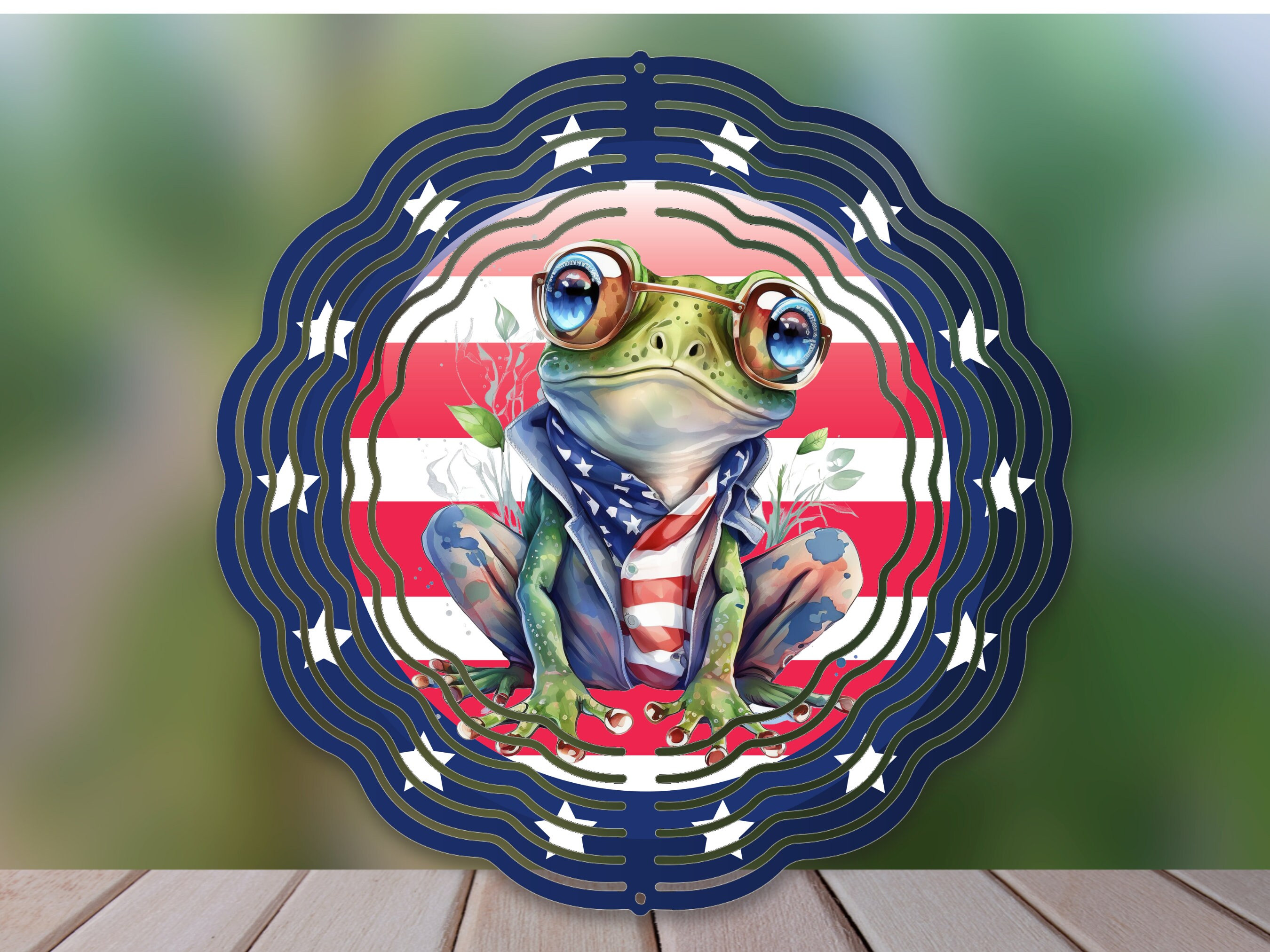 Frog Patriotic Frog 4Th Of July Wind Spinner For Yard And Garden, Outdoor Garden Yard Decoration, Garden Decor, Chime Art Gift