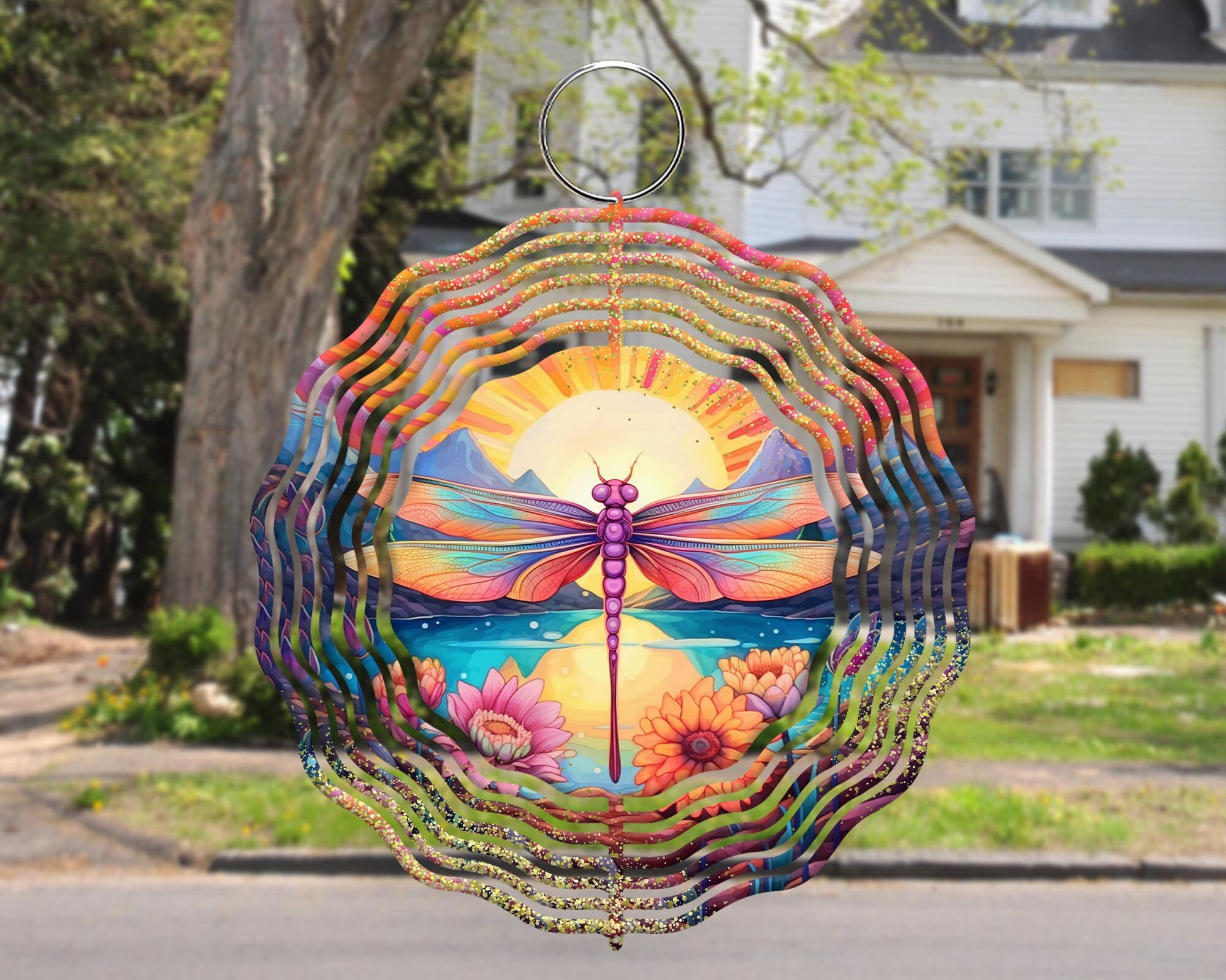 3D Colorful Dragonfly Wind Spinner For Yard And Garden, Outdoor Garden Yard Decoration, Garden Decor, Chime Art Gift