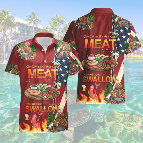 Camping Bear Put My Meat Want To Swallow Hawaiian Shirt