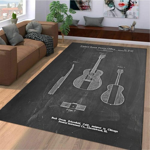 American Guitar Patent Area Rectangle Rug Home Decor