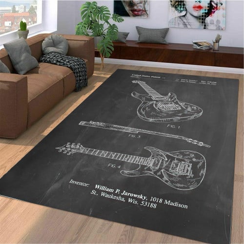 Electric Guitar Patent Area Rectangle Rug Home Decor
