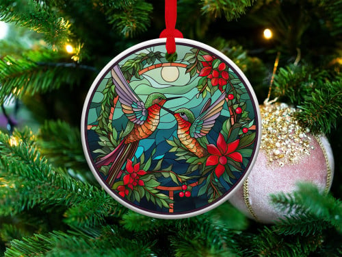 Humming Stained Glass Christmas Ornament, Christmas Season Ornament, Unique Christmas Gift