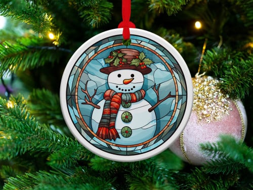 Snowscarf Stained Glass Christmas Ornament, Christmas Season Ornament, Unique Christmas Gift