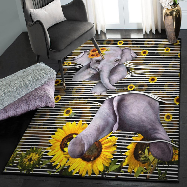 Helianthus Carpets Elephant Sunflower Area Rectangle Rugs Carpet Living Room Bedroom