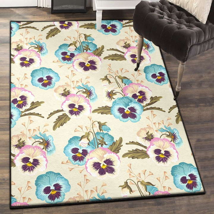 Kitchen Rugs Pansy Pattern 2 Area Rectangle Rugs Carpet Living Room Bedroom