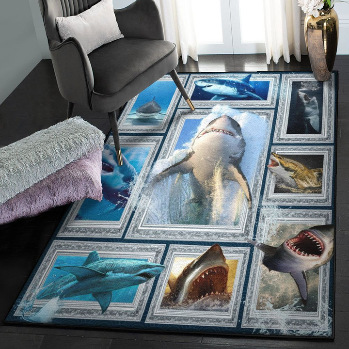 Shark Carpet 3D Huge Shark Area Rectangle Rugs Carpet Living Room Bedroom