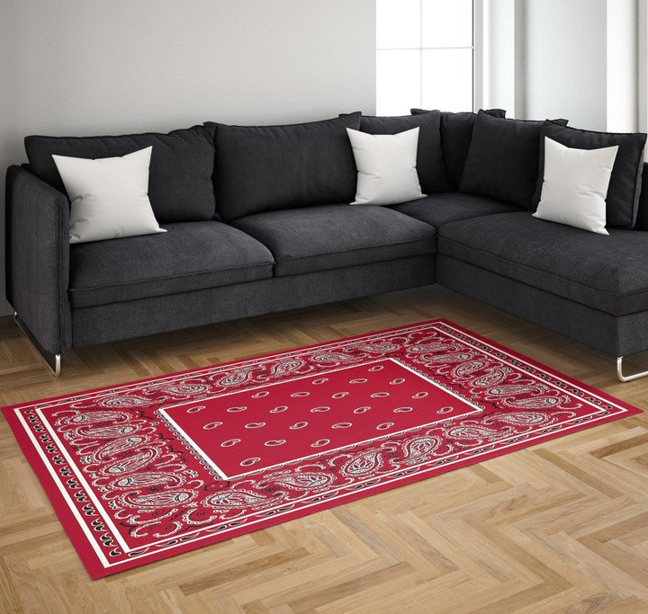 Modern Red Bandana Area Rectangle Rugs Carpet Living Room Bedroom