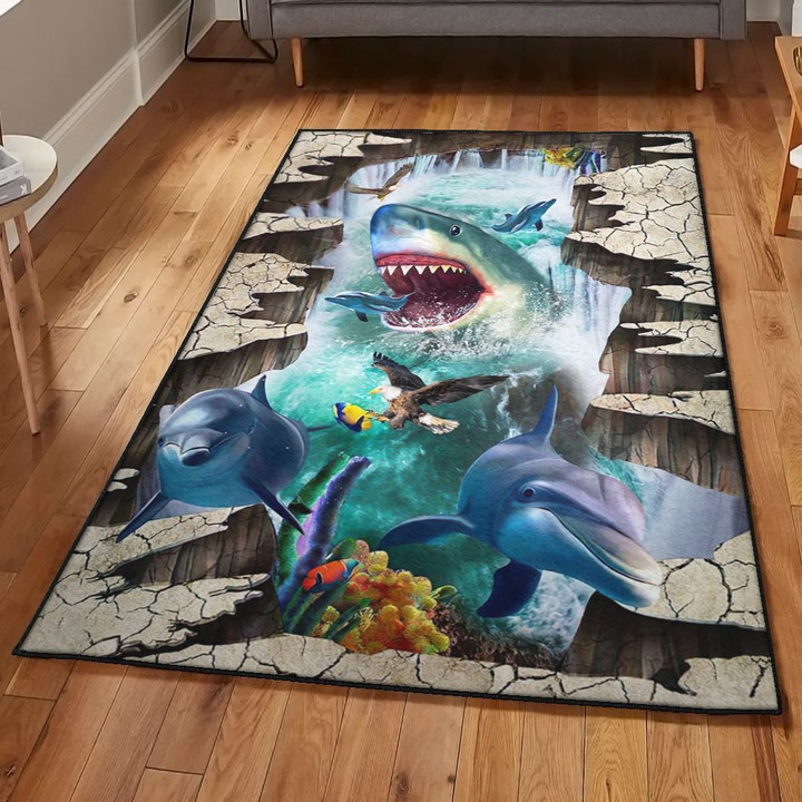 Selachimorpha Large Shark World Area Rectangle Rugs Carpet Living Room Bedroom
