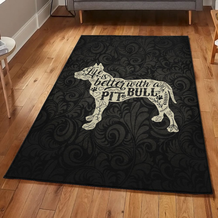 Dog Life Is Better With A Pit Bull Area Rectangle Rugs Carpet Living Room Bedroom