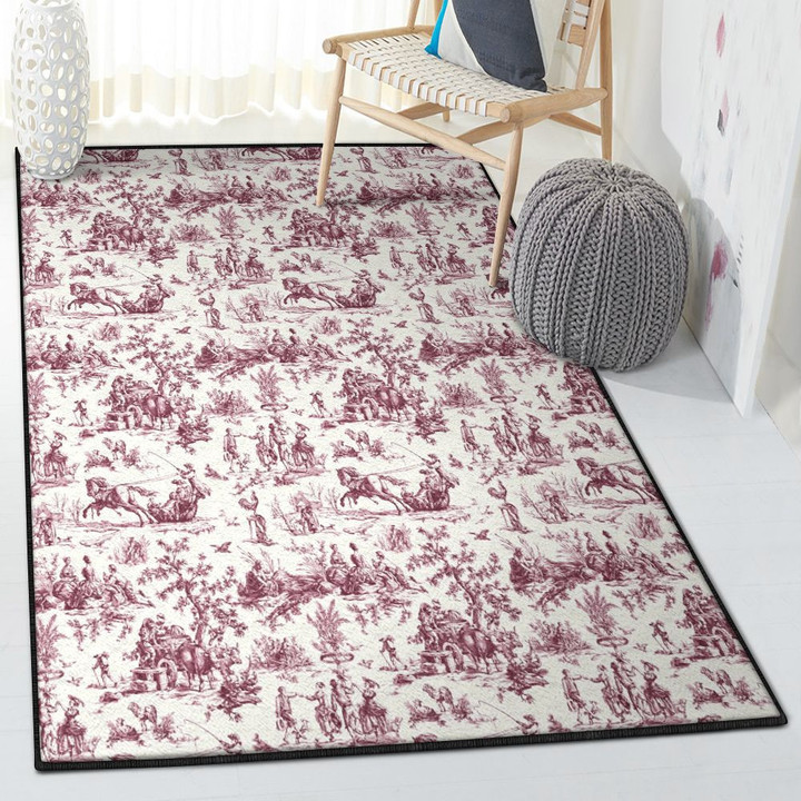 Toile De Jouy Playroom Rug Classic Toile Area Rectangle Rugs Carpet Living Room Bedroom