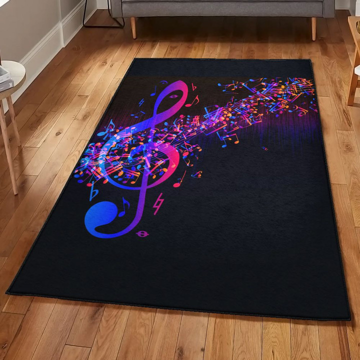 Rainbow Large Colorful Galaxy Music Note Area Rectangle Rugs Carpet Living Room Bedroom