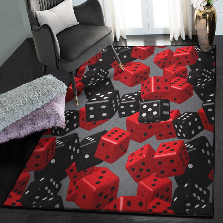 Dice Rugs Black Red Dice Area Rectangle Rugs Carpet Living Room Bedroom