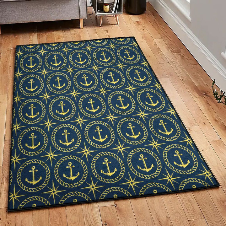 Anchor Ship Yellow Anchor Area Rectangle Rugs Carpet Living Room Bedroom