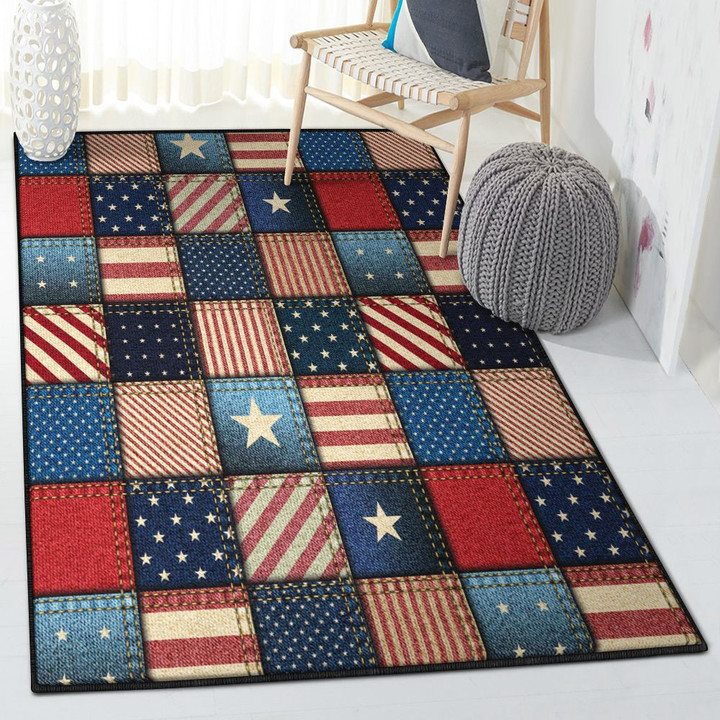 Patchwork Art American Flag Patchwork Design Area Rectangle Rugs Carpet Living Room Bedroom