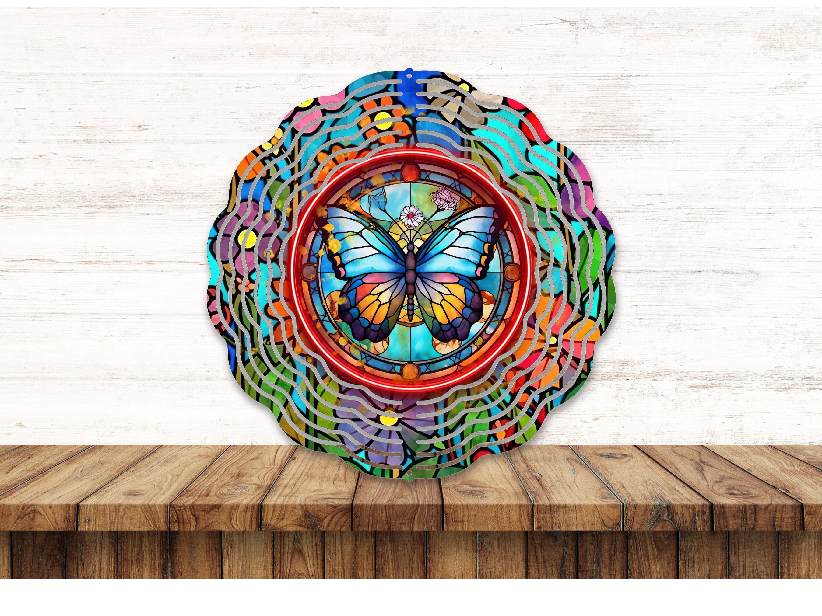Stained Glass Butterfly Wind Spinner For Yard And Garden, Outdoor Garden Yard Decoration, Garden Decor, Chime Art Gift