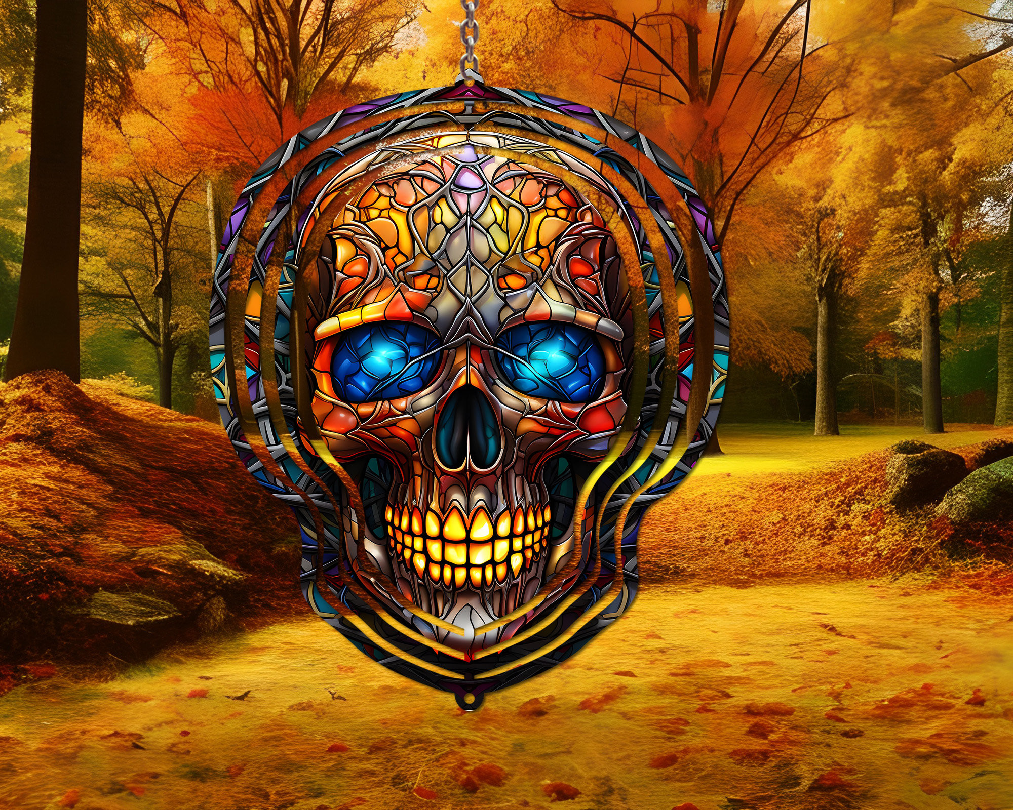 Halloween Skull Wind Spinner For Yard And Garden, Outdoor Garden Yard Decoration, Garden Decor, Chime Art Gift