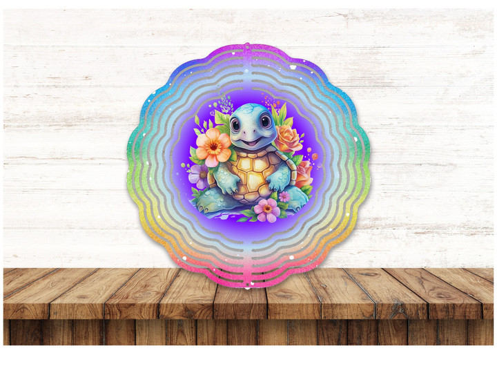 Cute Turtle With Flowers Wind Spinner For Yard And Garden, Outdoor Garden Yard Decoration, Garden Decor, Chime Art Gift