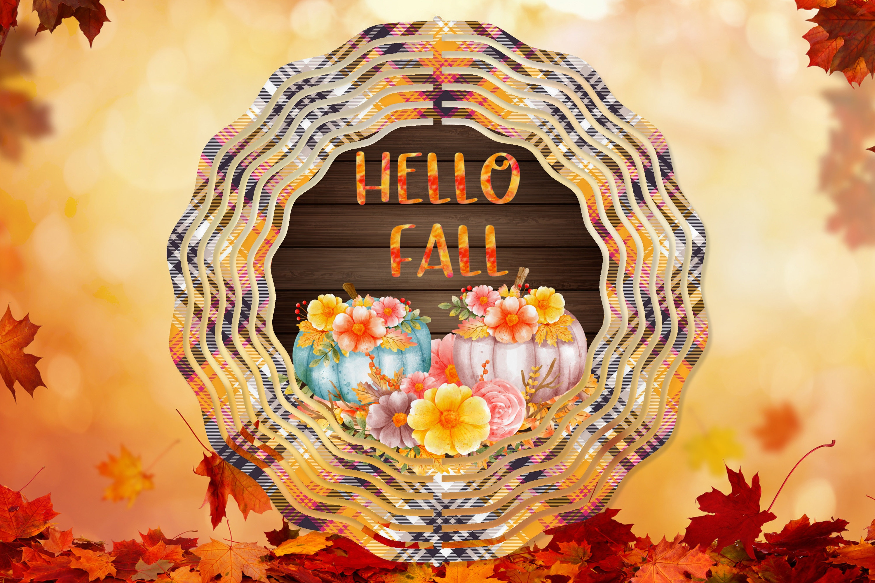 Hello Fall Pumpkins Wind Spinner For Yard And Garden, Outdoor Garden Yard Decoration, Garden Decor, Chime Art Gift