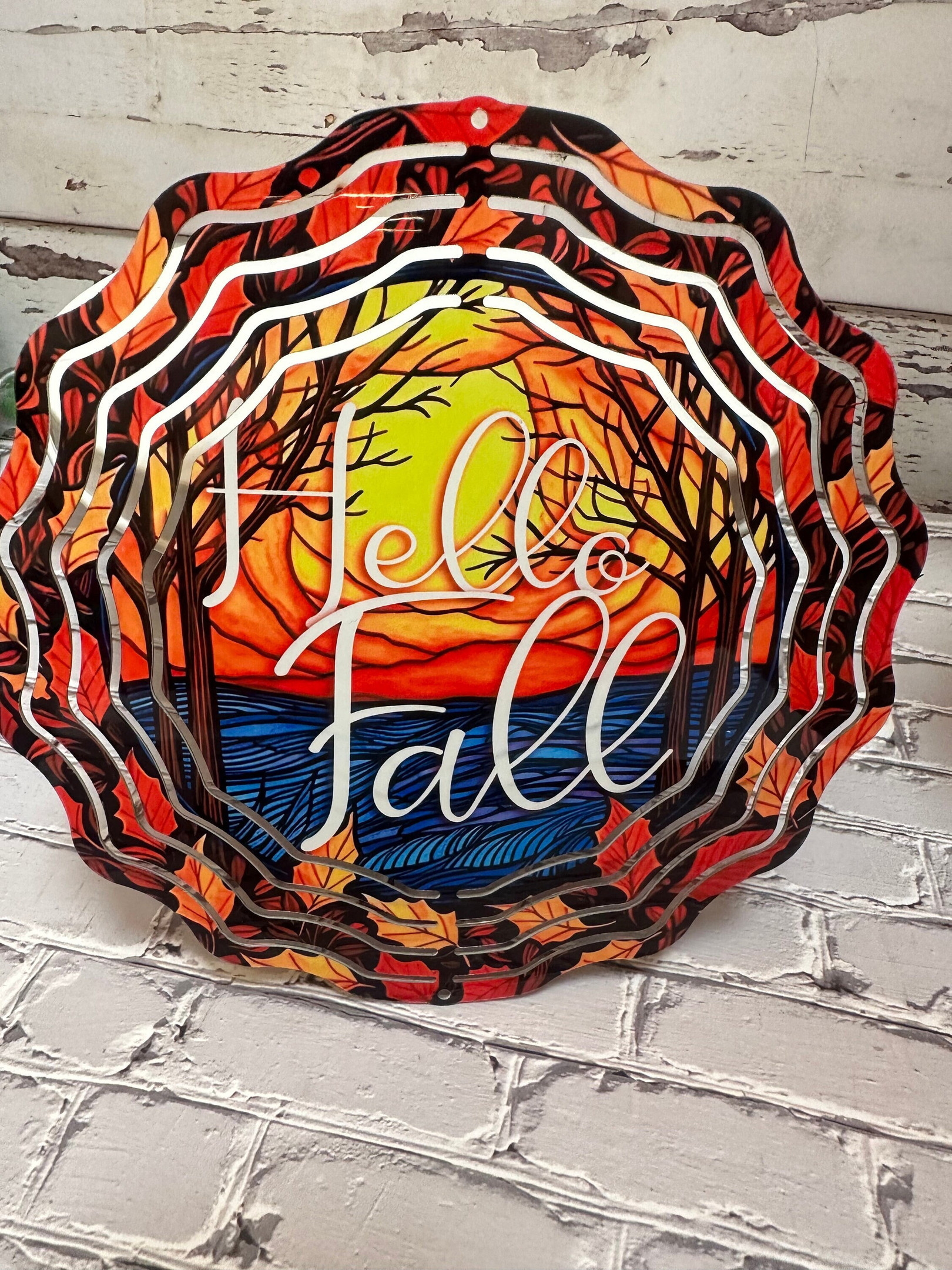 Hello Fall Autumn Leaves Wind Spinner For Yard And Garden, Outdoor Garden Yard Decoration, Garden Decor, Chime Art Gift
