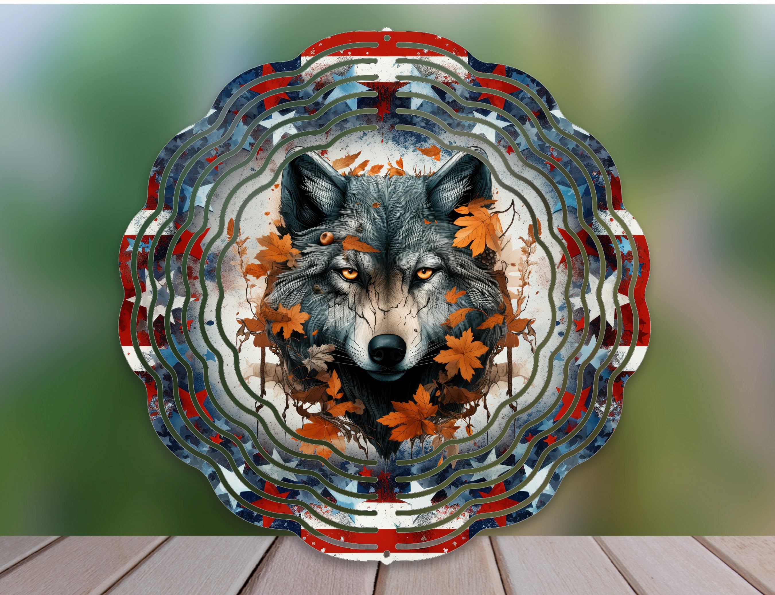 Wolf Black Wolf In Autumn Wind Spinner For Yard And Garden, Outdoor Garden Yard Decoration, Garden Decor, Chime Art Gift