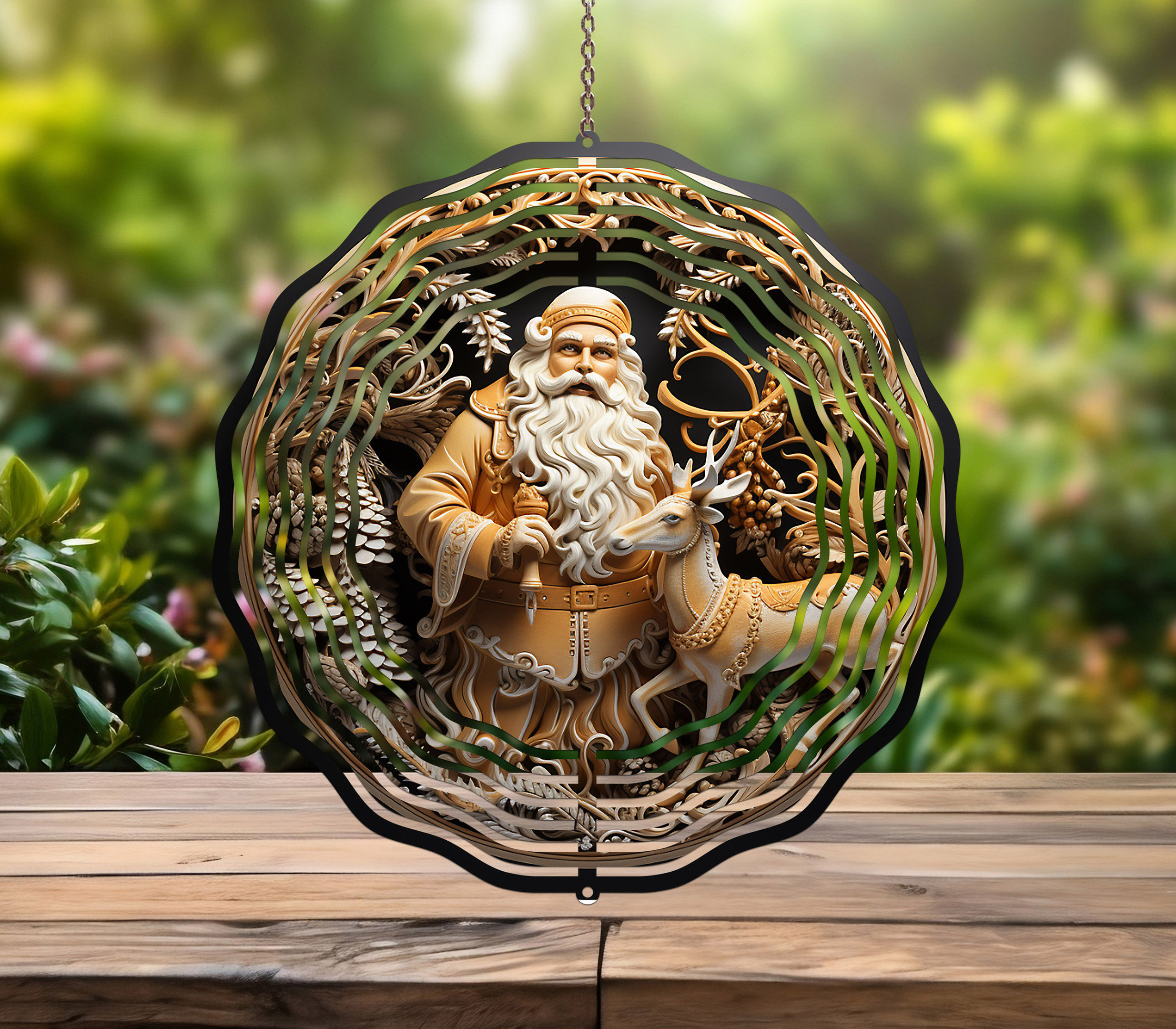 3D Santa Claus Wind Spinner For Yard And Garden, Outdoor Garden Yard Decoration, Garden Decor, Chime Art Gift