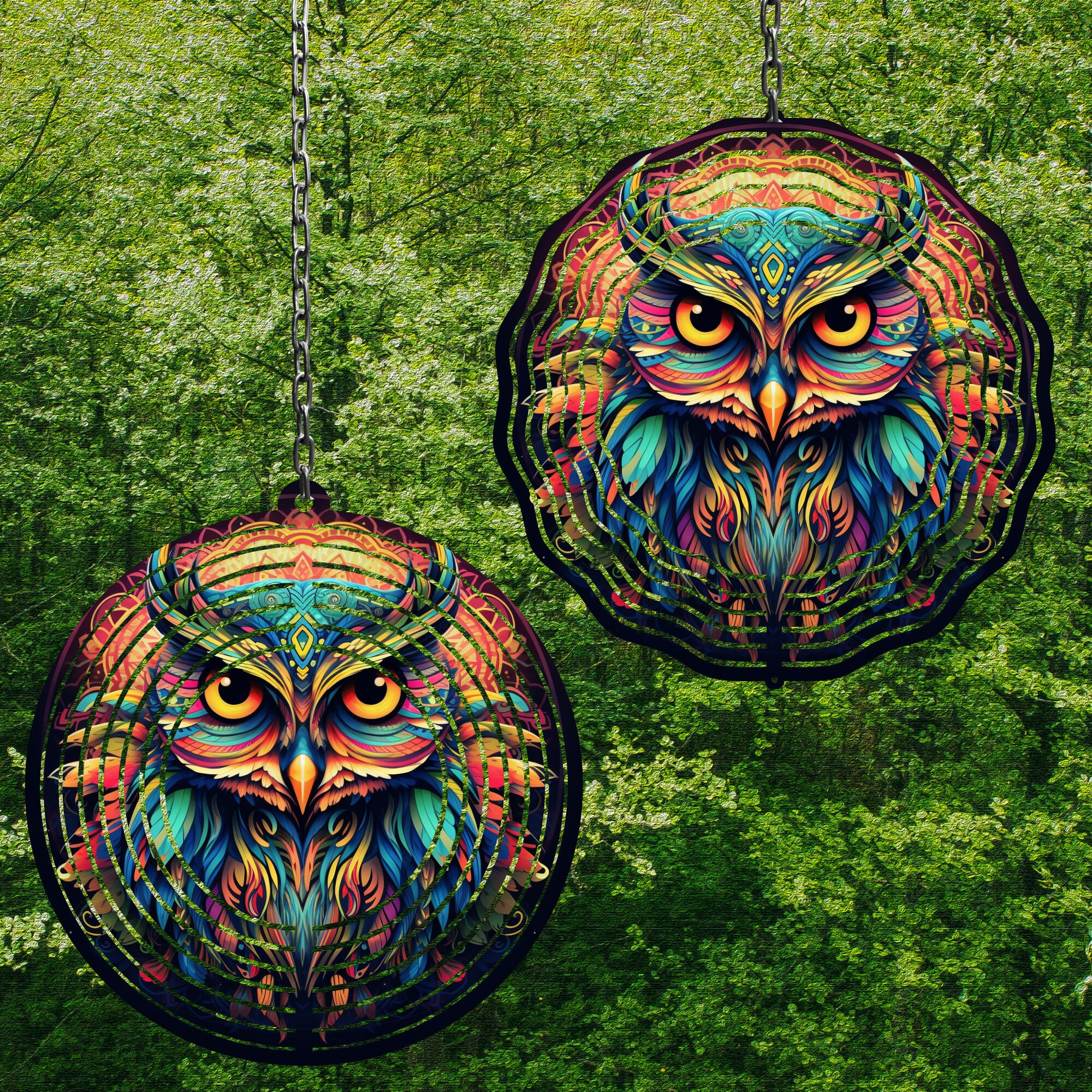 Rainbow Owl Wind Spinner For Yard And Garden, Outdoor Garden Yard Decoration, Garden Decor, Chime Art Gift
