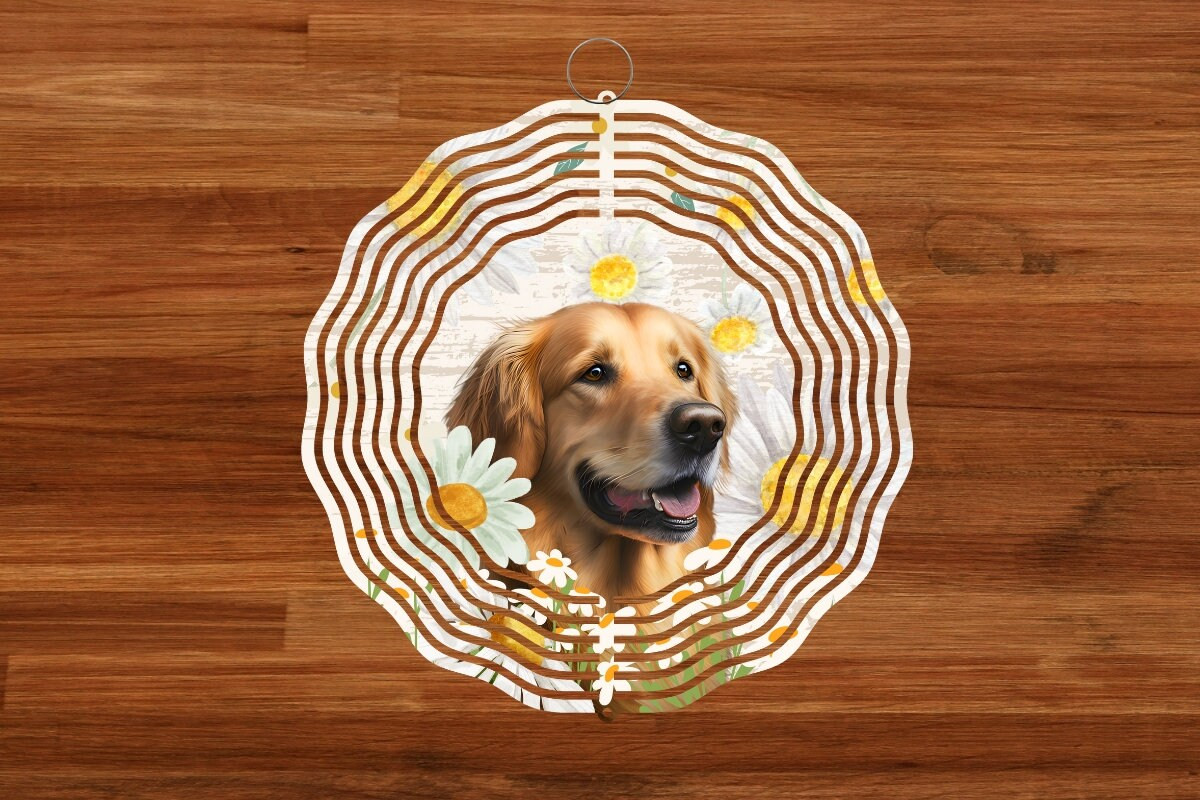 Dog And Flowers , Mother'S Day Wind Spinner For Yard And Garden, Outdoor Garden Yard Decoration, Garden Decor, Chime Art Gift