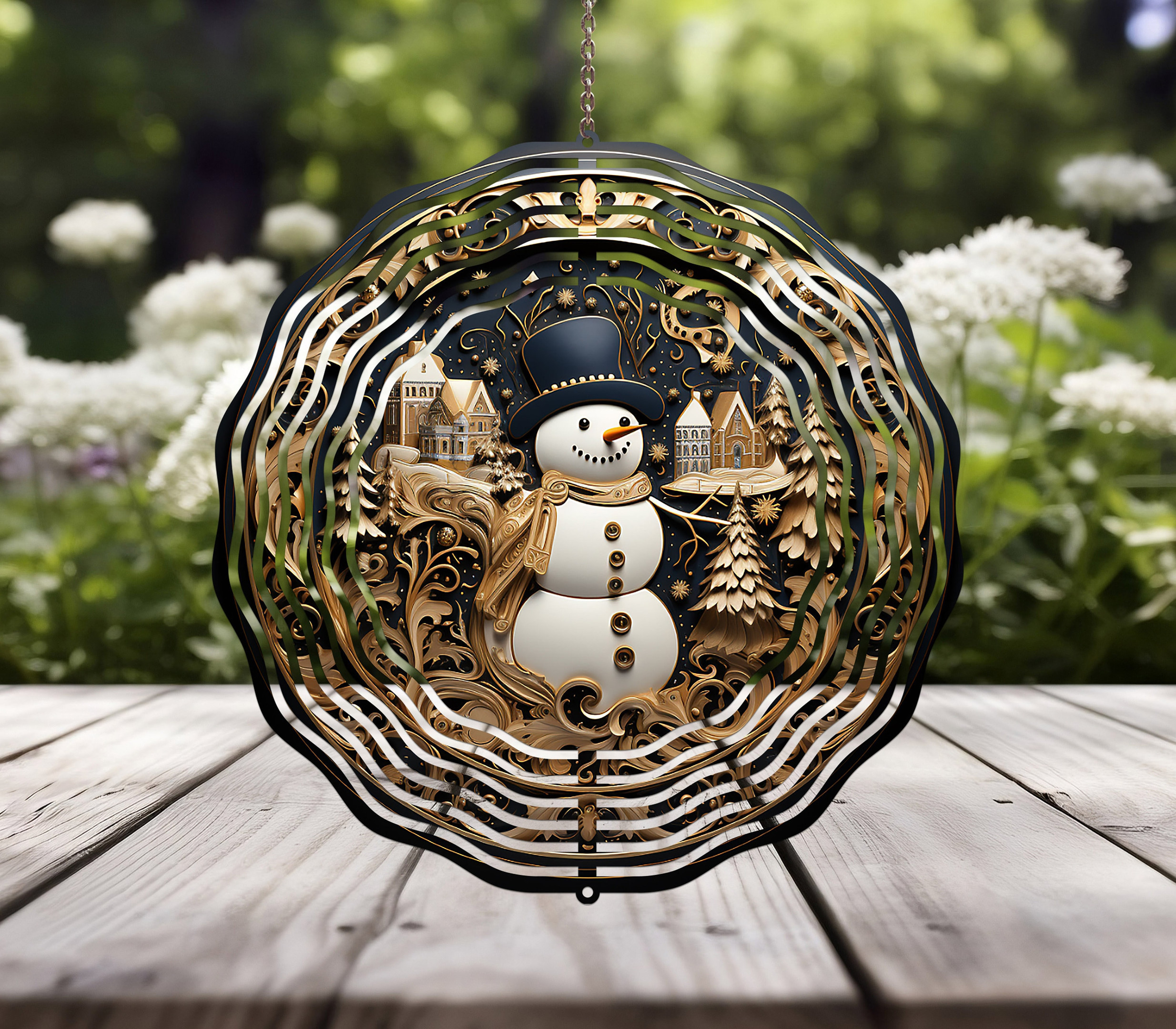3D Snowman Wind Spinner For Yard And Garden, Outdoor Garden Yard Decoration, Garden Decor, Chime Art Gift
