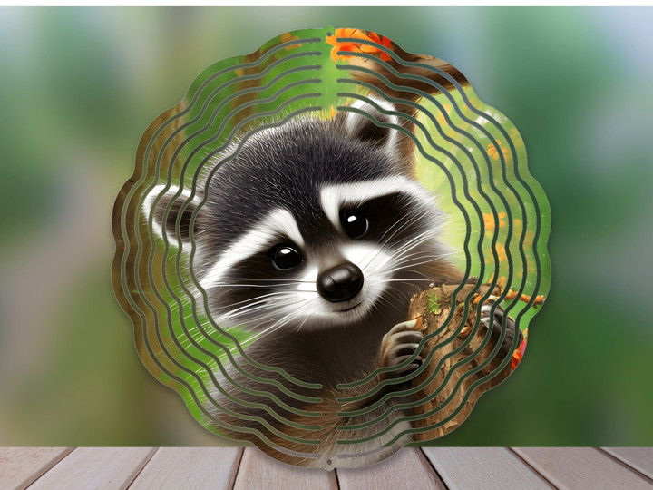Raccoon Cute Raccoon Wind Spinner For Yard And Garden, Outdoor Garden Yard Decoration, Garden Decor, Chime Art Gift