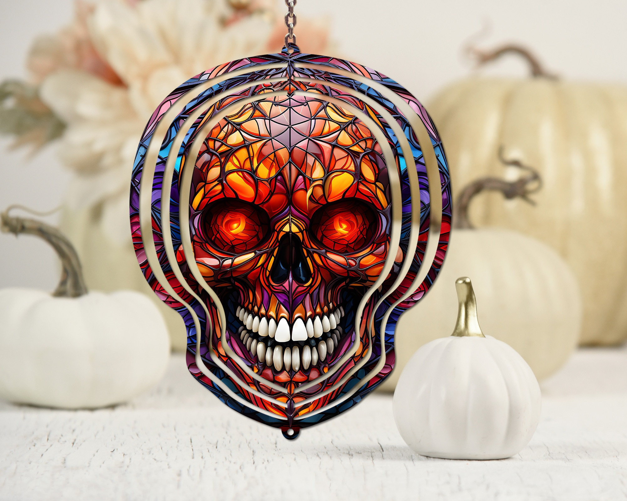 Halloween Skull Wind Spinner For Yard And Garden, Outdoor Garden Yard Decoration, Garden Decor, Chime Art Gift