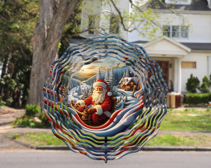 3D Santa Cottage Wind Spinner For Yard And Garden, Outdoor Garden Yard Decoration, Garden Decor, Chime Art Gift