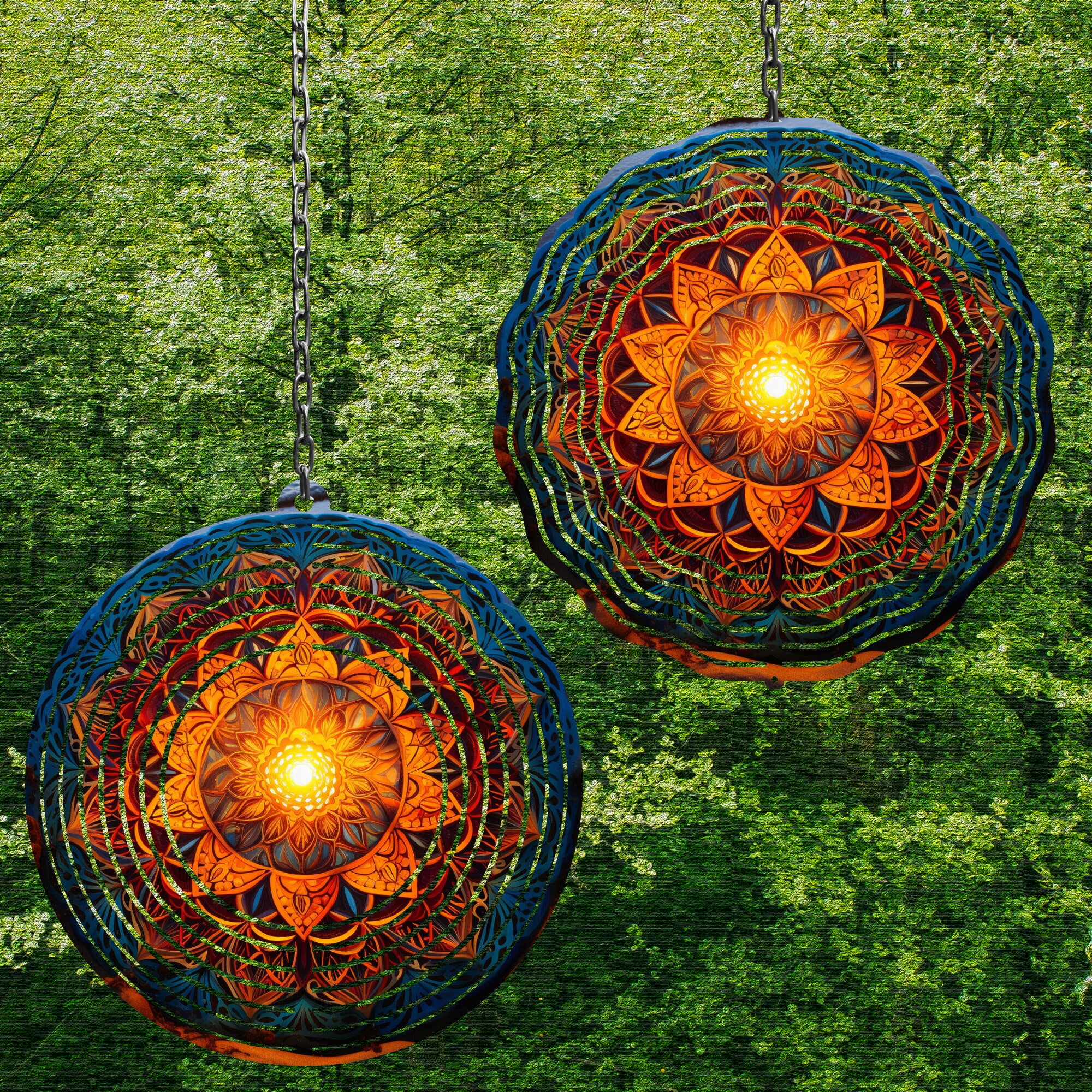 Sunset Mandala Wind Spinner For Yard And Garden, Outdoor Garden Yard Decoration, Garden Decor, Chime Art Gift
