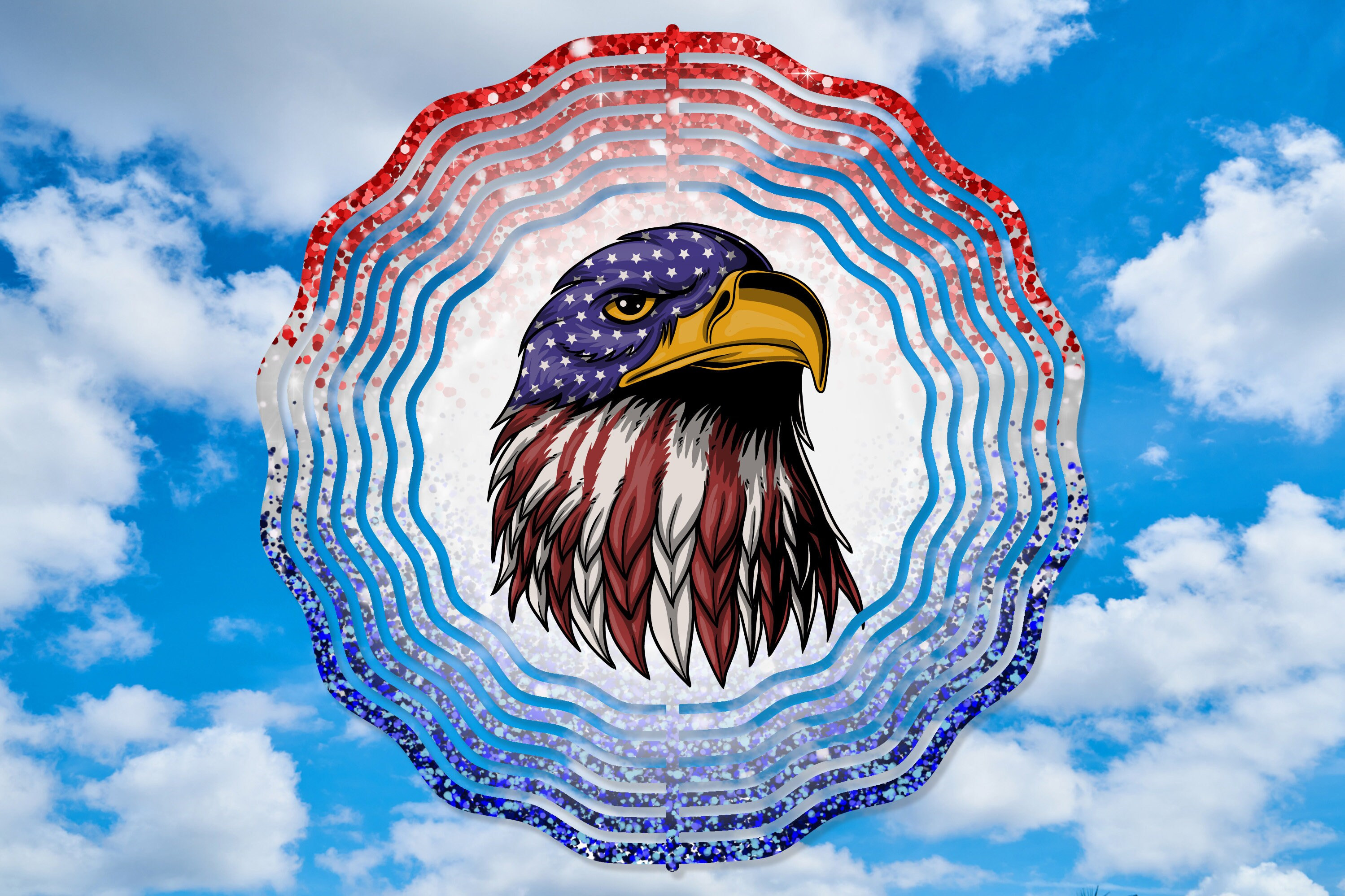 Red White And Blue Bald Eagle Wind Spinner For Yard And Garden, Outdoor Garden Yard Decoration, Garden Decor, Chime Art Gift