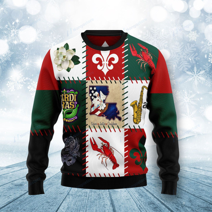 Louisiana Famous Things  Ugly Christmas Sweater For Men Women