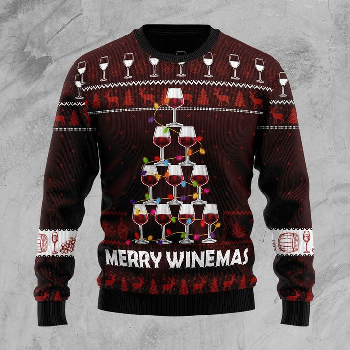 Merry Winemas  Ugly Christmas Sweater For Men Women
