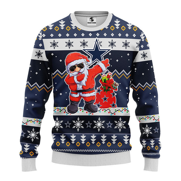 Dallas Cowboys Dabbing Santa Claus Christmas Ugly Sweater