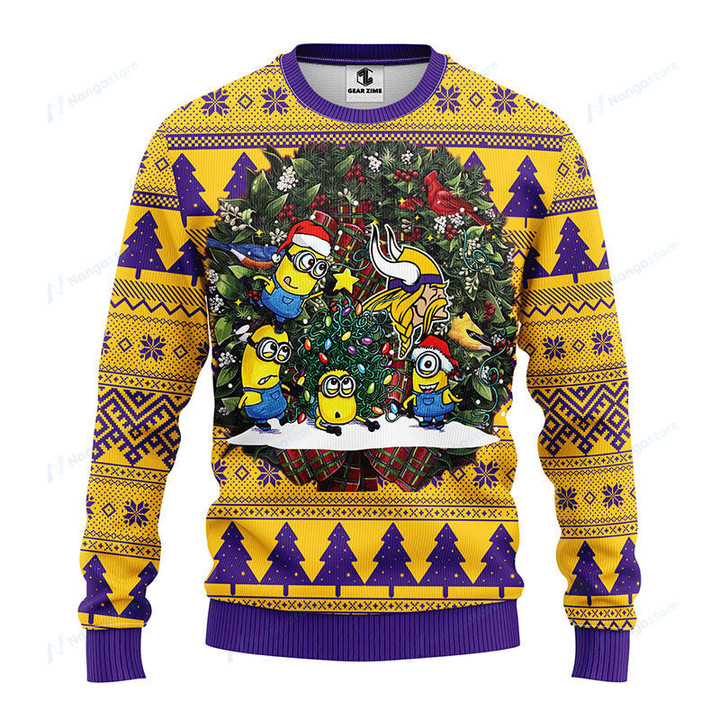 Minnesota Vikings Minion Christmas Ugly Sweater